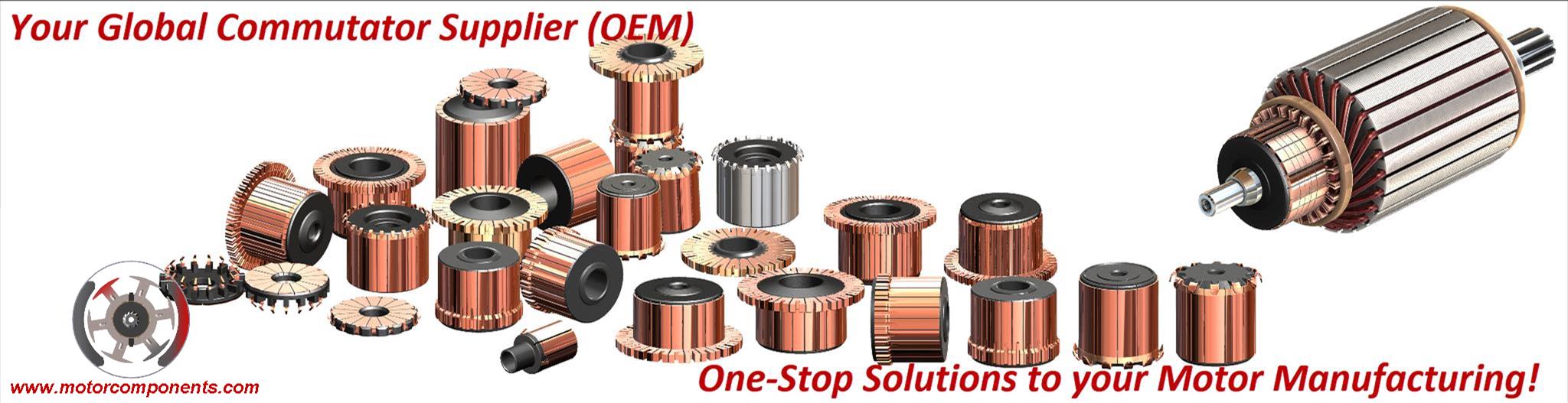 Collection of precision commutators and motor components manufactured by Motor Components Ltd