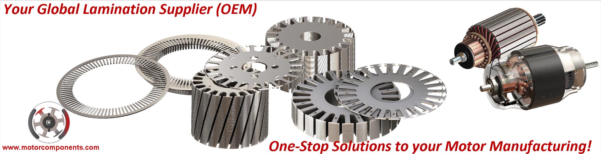Stator and rotor laminations made from silicon steel for electric motors